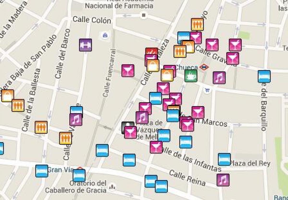 la zona gai de Madrid mapa