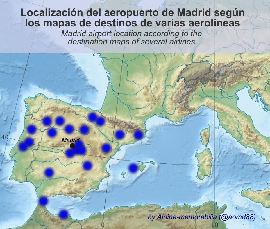 mapa de l'aeroport de Madrid destinacions