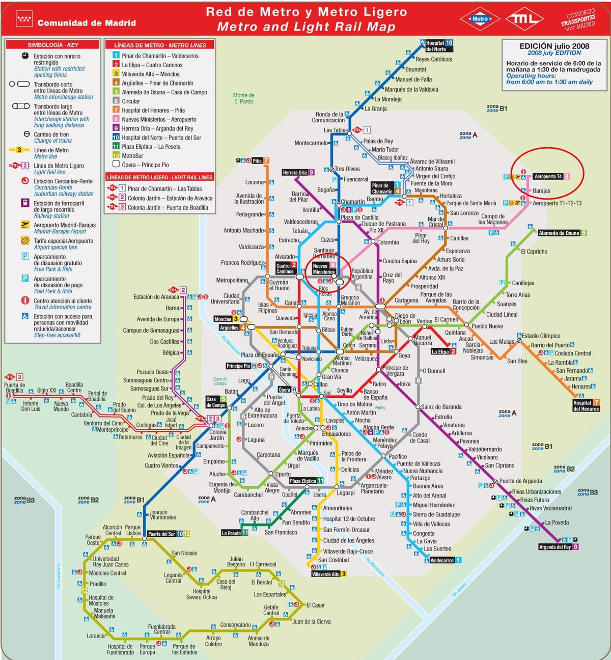 Metro de Madrid mapa de l'aeroport