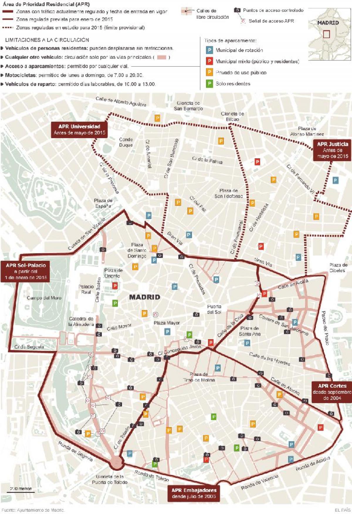 mapa de Madrid aparcament