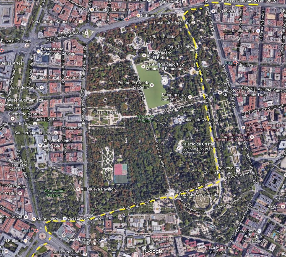 parc del retiro de Madrid mapa