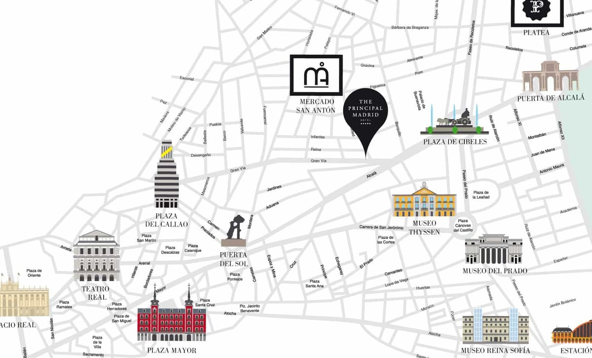 mapa de la plaça del sol de Madrid