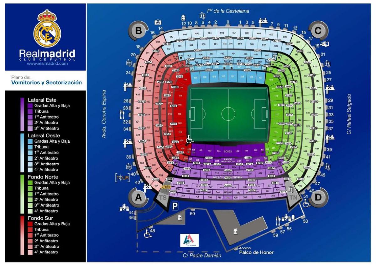 mapa del real Madrid a l'estadi